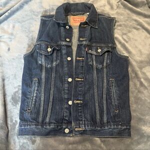 VINTAGE Levi's Denim Jean Trucker Vest Cut Off Jacket